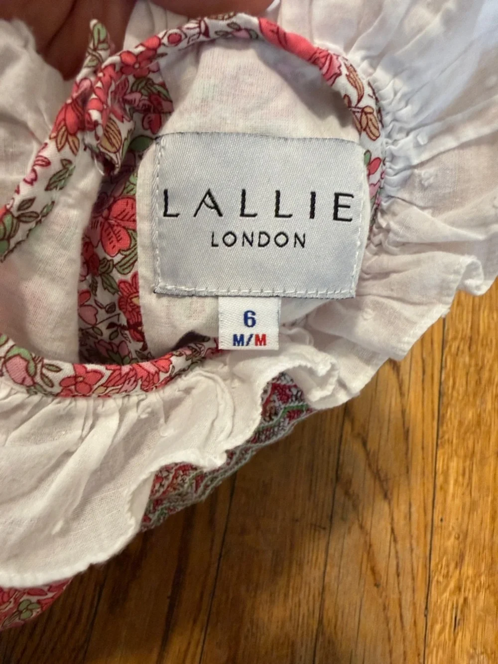 Lallie London Nora pink floral smocked long sleeve bubble romper 6m cotton